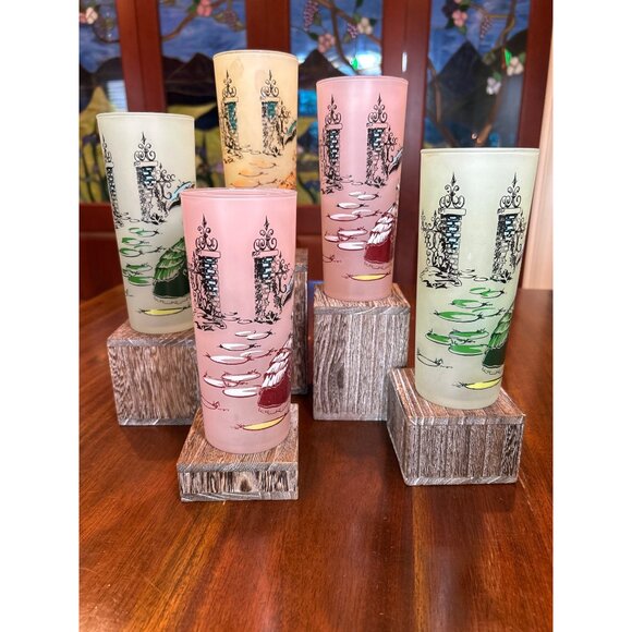 Vintage Southern Belle Frosted Tom Collins Cocktail Glasses. - Picture 3 of 13